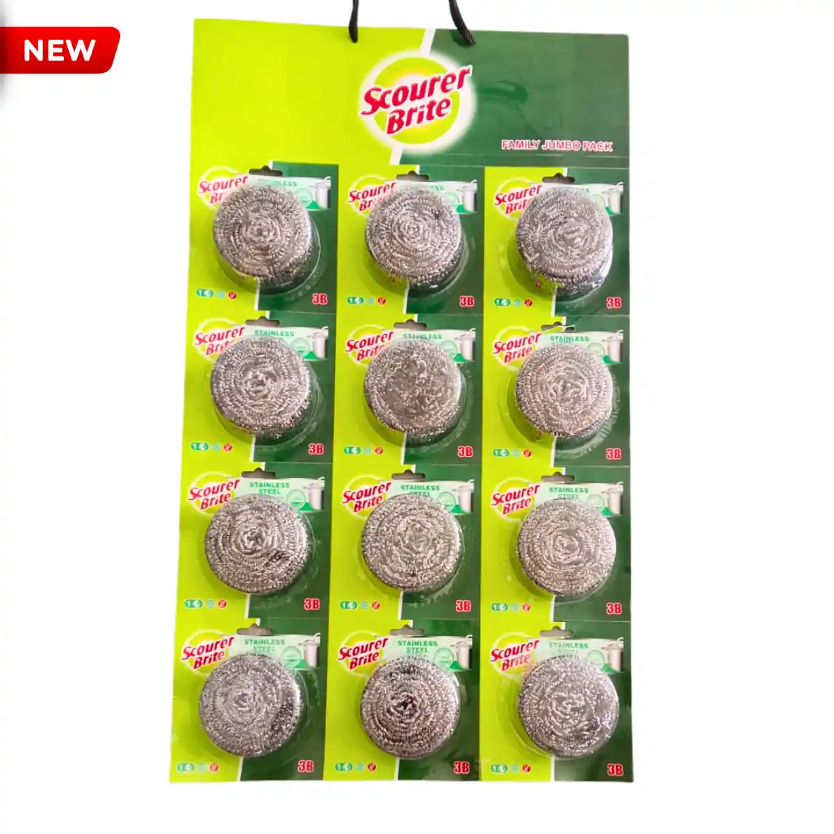 Scourer Brite Stainless Steel Family Jumbo Spiral 12 in 1 Packet New