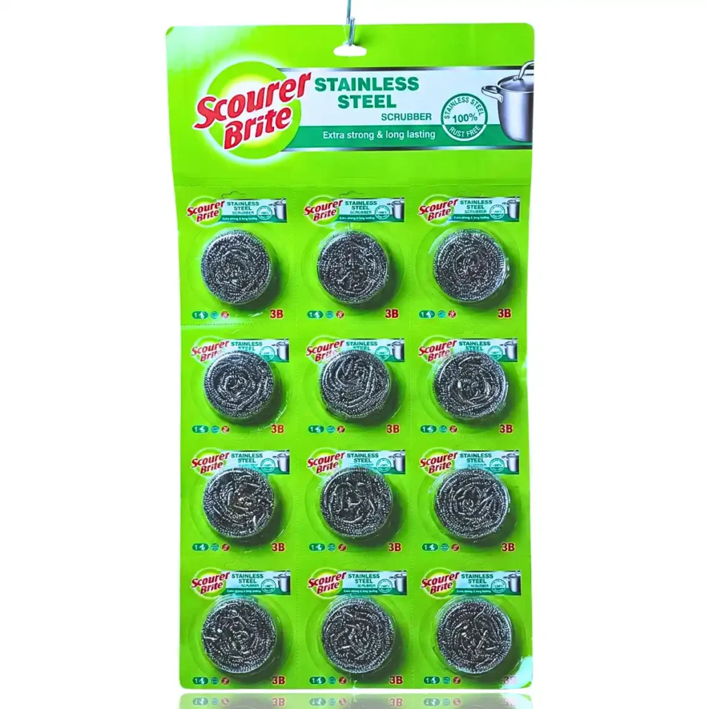 Scourer Brite Stainless Steel Regular Spiral 12 in 1 Front Packet
