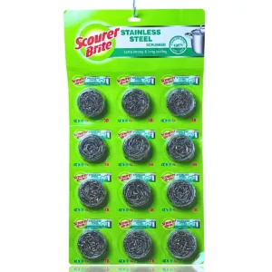Scourer Brite Stainless Steel Regular Spiral 12 in 1 Front Packet