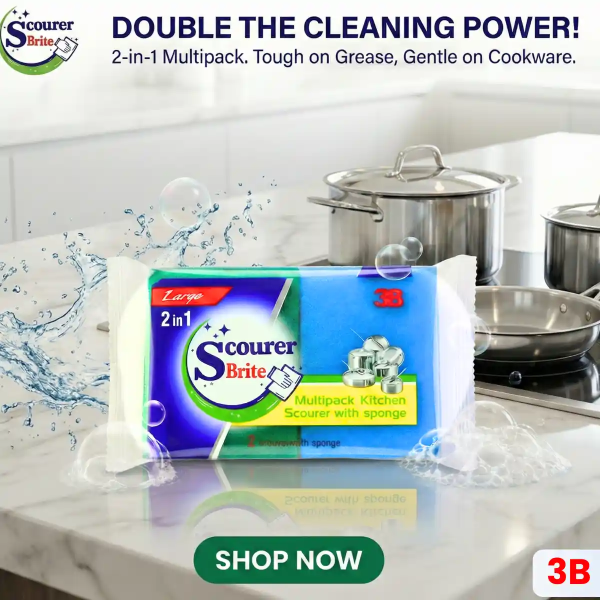 Scourer Brite Color Sponge Large 2in 1 Social Media Post 2