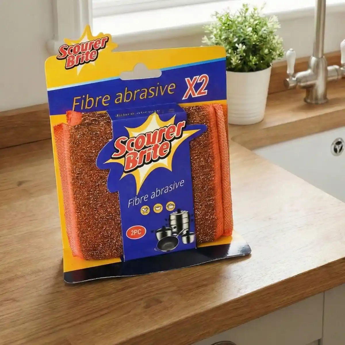 Scourer Brite Fibre Abrasive Orange Product Front Post