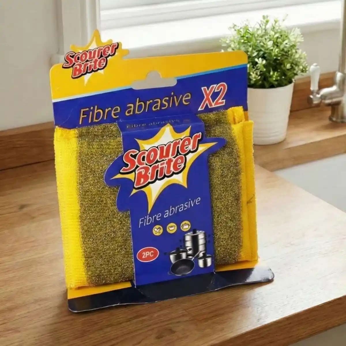 Scourer Brite Fibre Abrasive Yellow Post