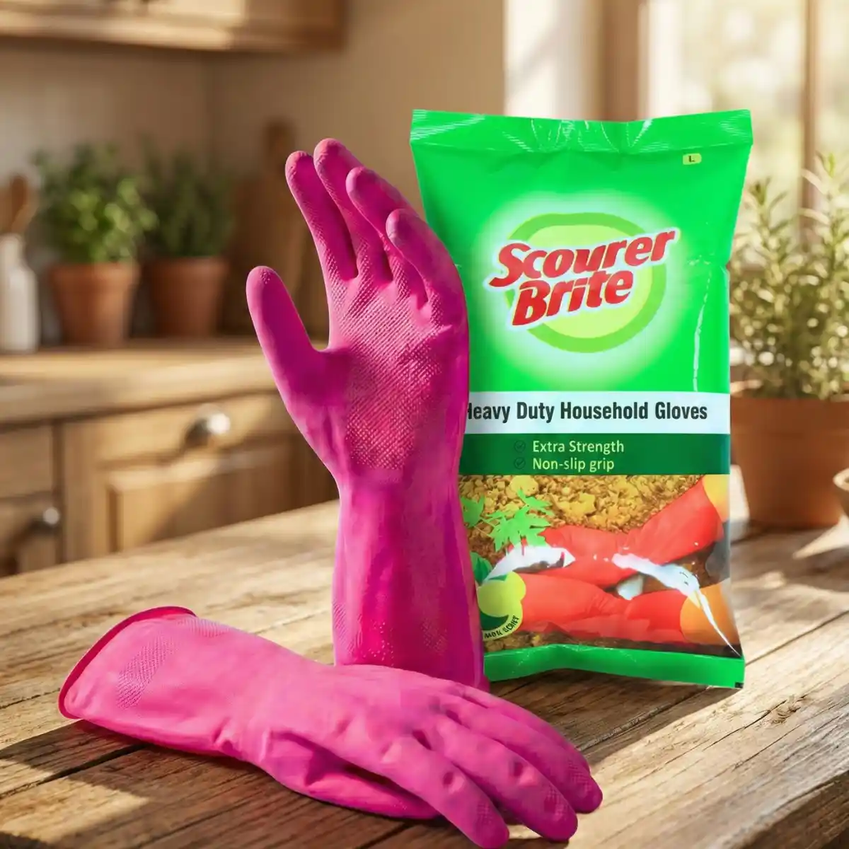 Scourer Brite Gloves Large Product With Packet on Shelf
