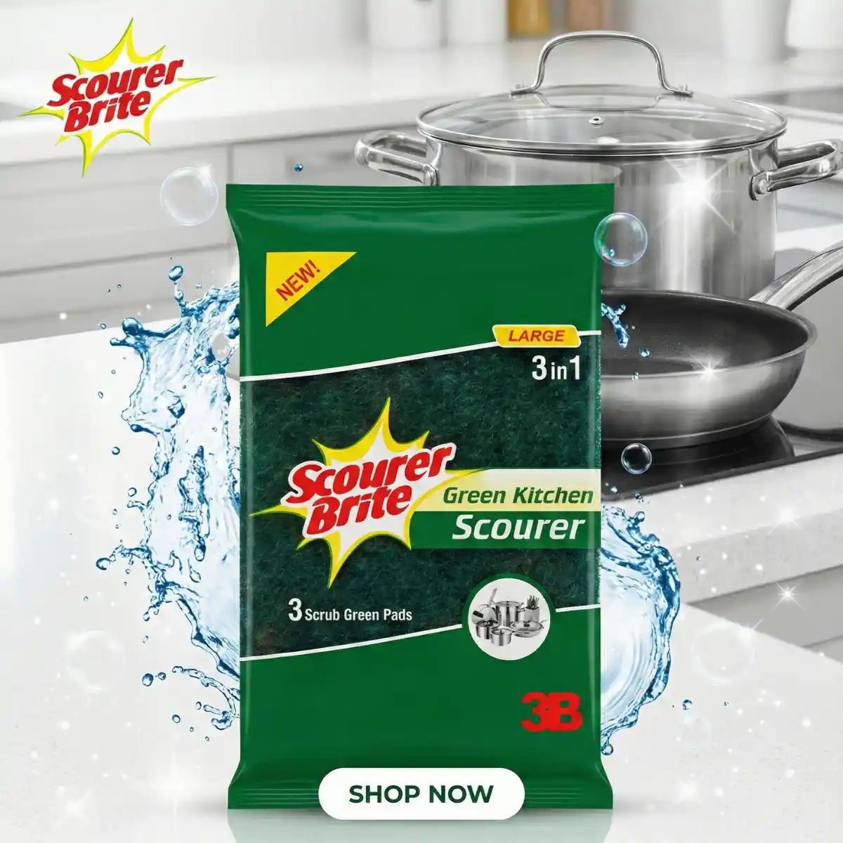 Scourer Brite Large Green Pad 3 in 1 Social Media Post