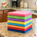 Scourer Brite Microfiber 8s Products on Kitchen Shelf