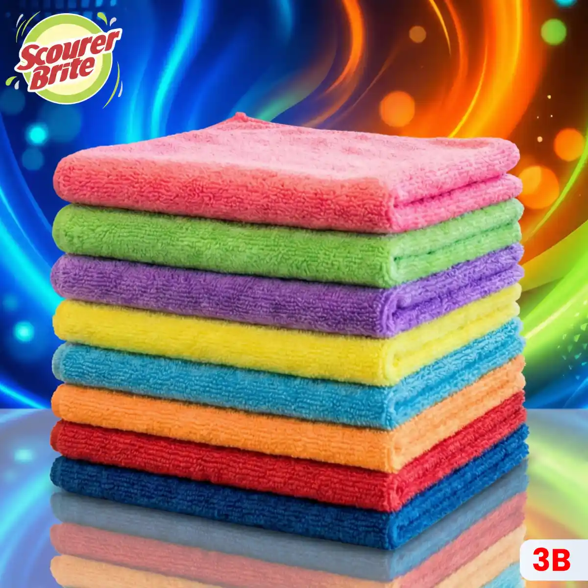 Scourer Brite Microfiber 8s Products with Designed Background