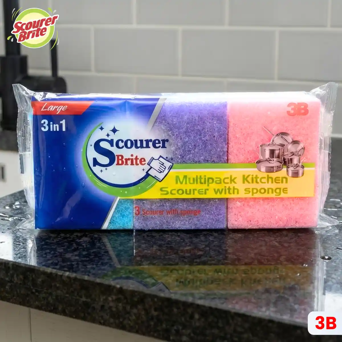 Scourer Brite Sponge Large 3 in 1 Post