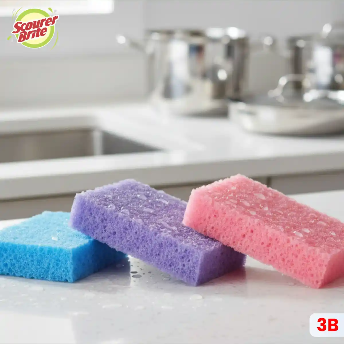 Scourer Brite Sponge Large 3 in 1 Product Back Side
