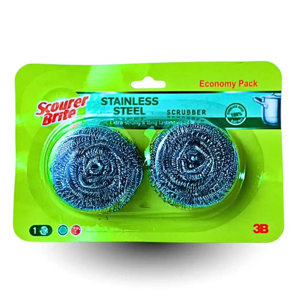 Scourer Brite Stainless Steel Economy Spiral Twin Pack Front