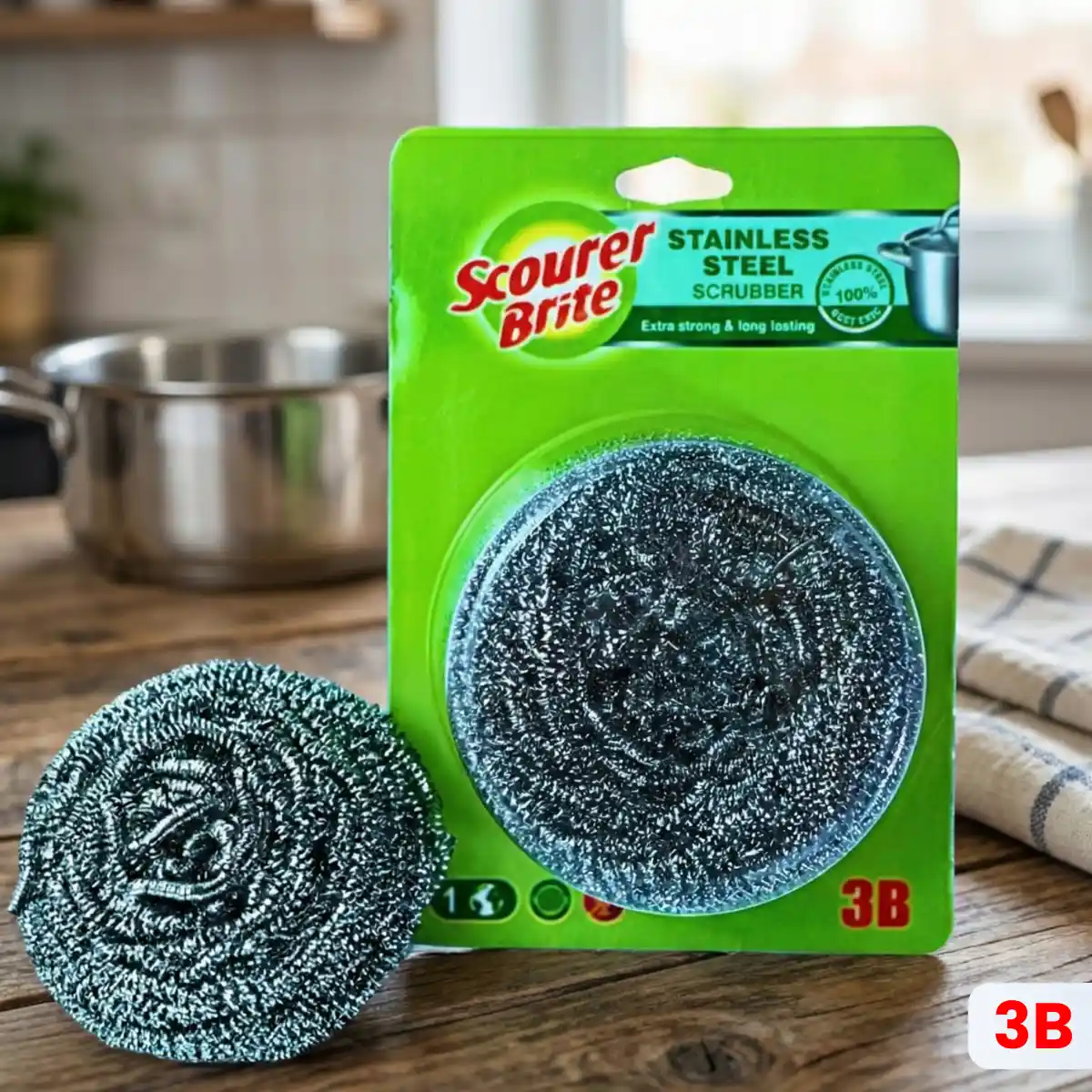 Scourer Brite Stainless Steel Tornado Spiral Packet with Product
